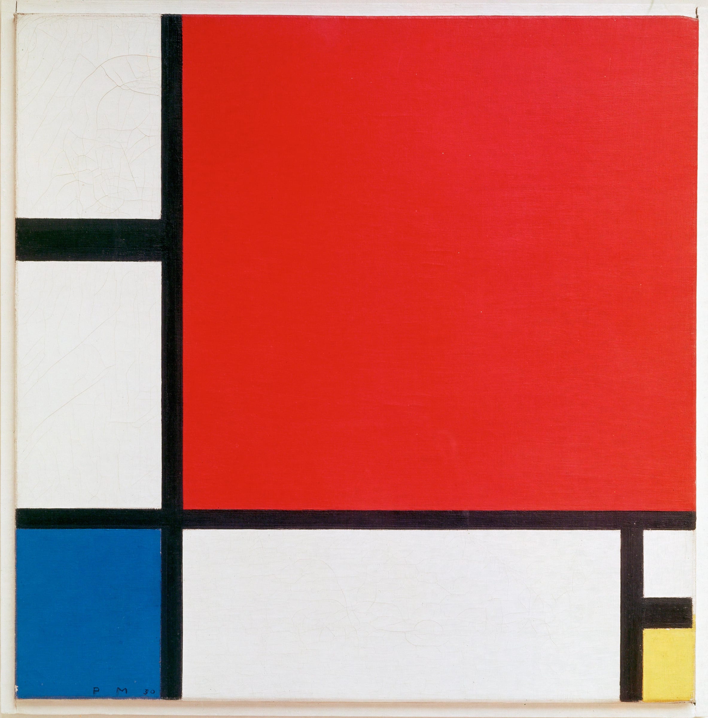 Piet Mondrian, Composition II en rouge, bleu et jaune, peinte en 1930