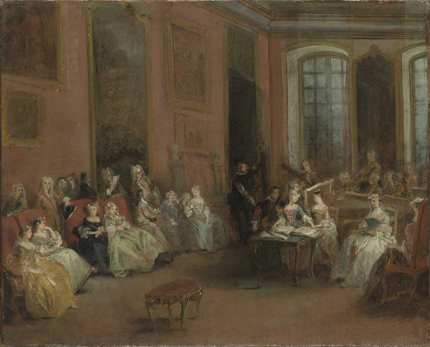 Scène de salon au XVIIIe siècle