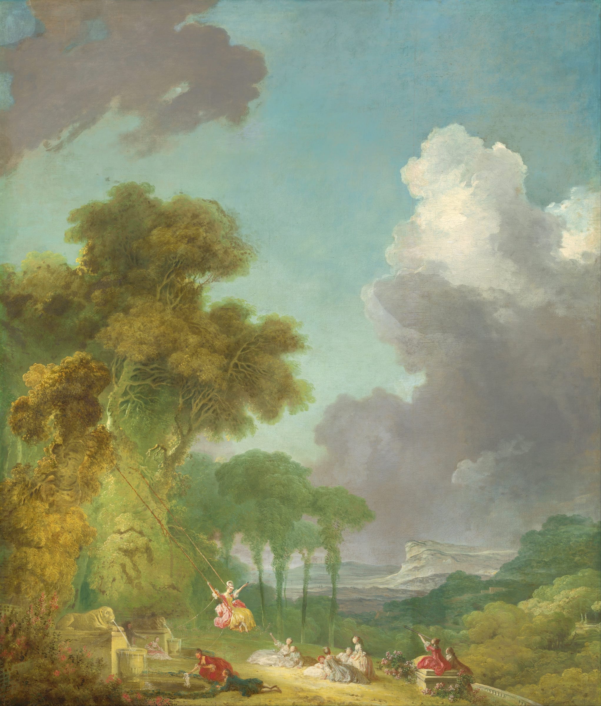 Jean-Honoré Fragonard, scène galante de plein air